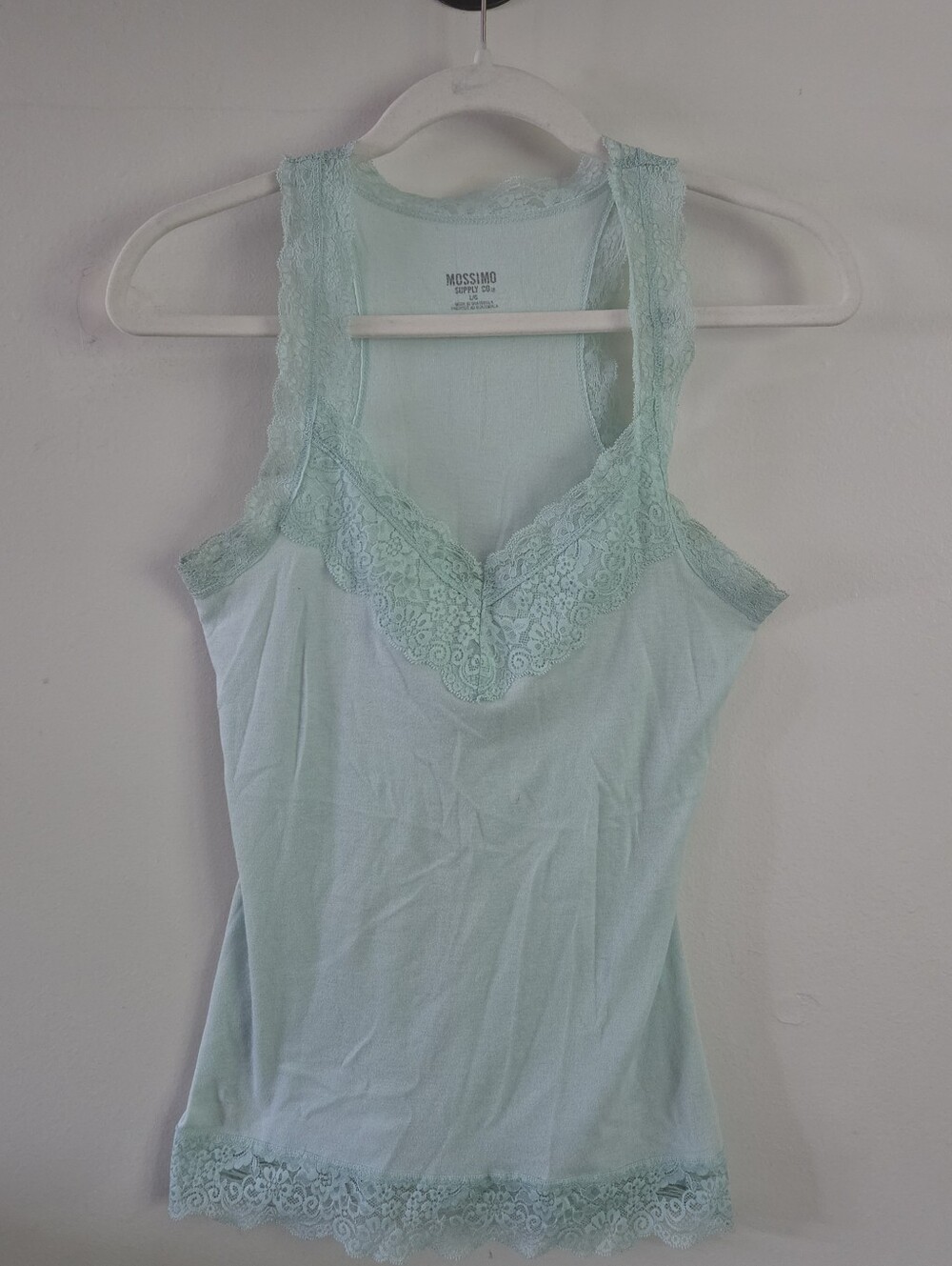 Womens Y2K Top L Lace Trim 90s Tank V-Neck Fairycore Bella Swan Elena Gilbert